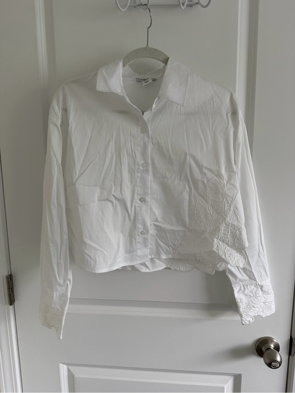 Christian Lacroix White Embroidered Button-Front Shirt